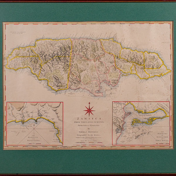 Antique Jamaica Map, English, Caribbean, Cartography, Thomas Jefferys, Georgian