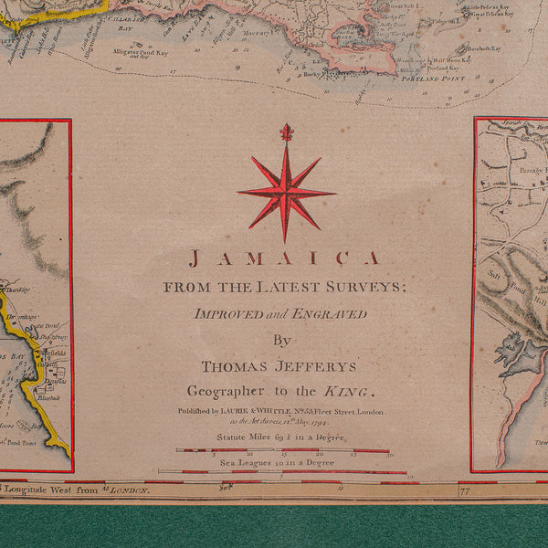 Antique Jamaica Map, English, Caribbean, Cartography, Thomas Jefferys, Georgian