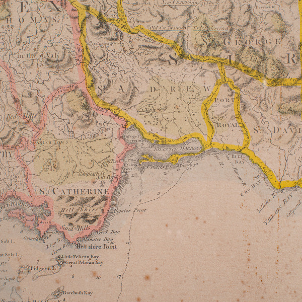 Antique Jamaica Map, English, Caribbean, Cartography, Thomas Jefferys, Georgian