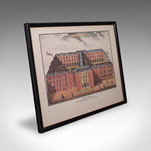 Vintage Guy's Hospital Desktop Picture, Engraving Print, Art, After 18th Century