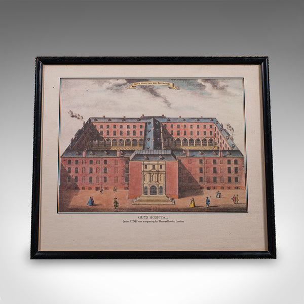 Vintage Guy's Hospital Desktop Picture, Engraving Print, Art, After 18th Century