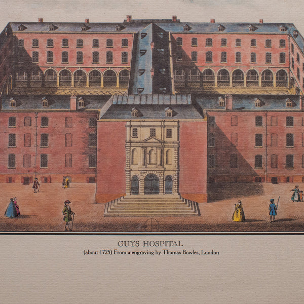 Vintage Guy's Hospital Desktop Picture, Engraving Print, Art, After 18th Century