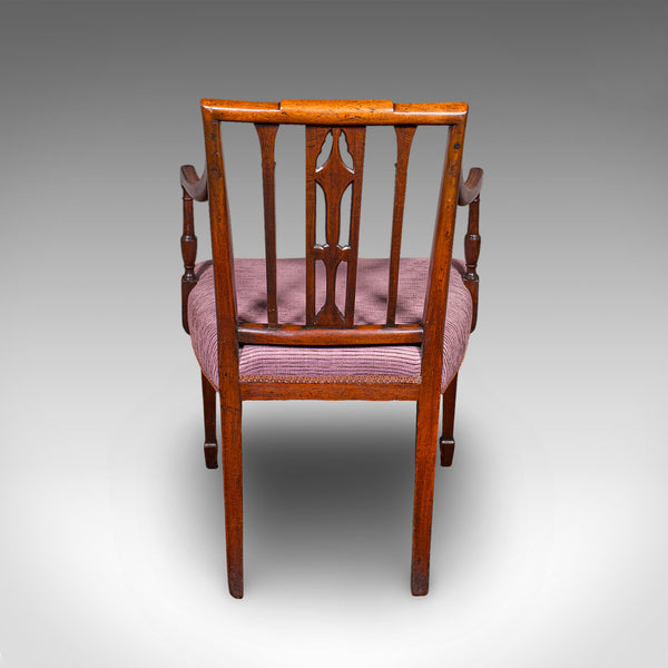 Antique Morning Room Chair, English, Desk, Elbow Seat, Sheraton Taste, Georgian