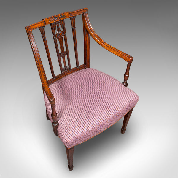 Antique Morning Room Chair, English, Desk, Elbow Seat, Sheraton Taste, Georgian