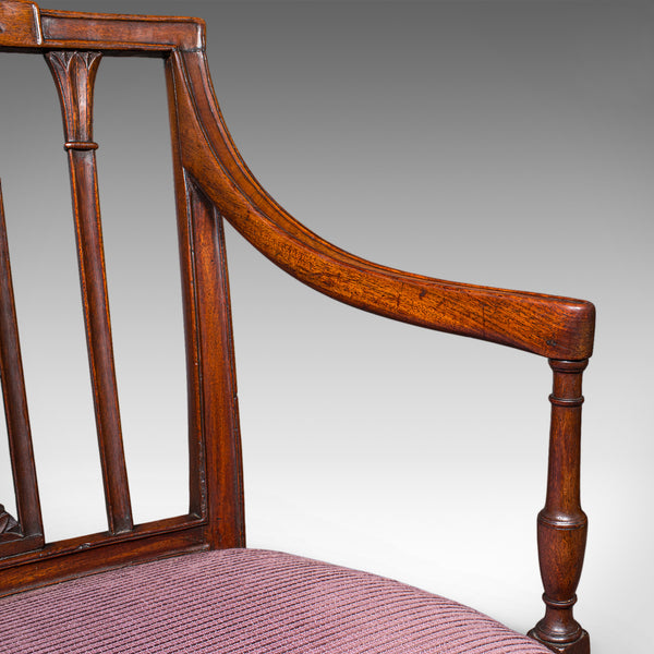 Antique Morning Room Chair, English, Desk, Elbow Seat, Sheraton Taste, Georgian