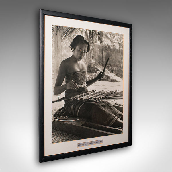 Vintage Loom Weaver Photograph, Balinese Woman, Monochrome Portrait, Mid Century - London Fine Antiques