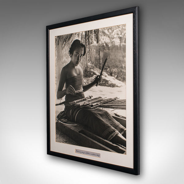 Vintage Loom Weaver Photograph, Balinese Woman, Monochrome Portrait, Mid Century - London Fine Antiques
