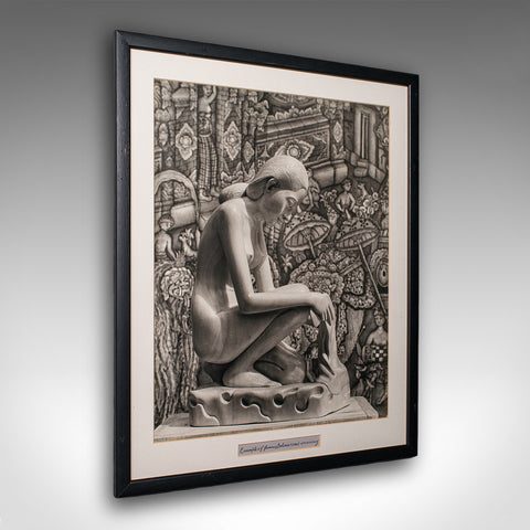 Vintage Photograph of Balinese Wood Carving, Oriental, Monochrome, Mid Century