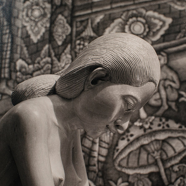Vintage Photograph of Balinese Wood Carving, Oriental, Monochrome, Mid Century