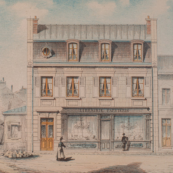 Antique Set of Architectural Plans, French, Framed Lithographs, Art, Victorian