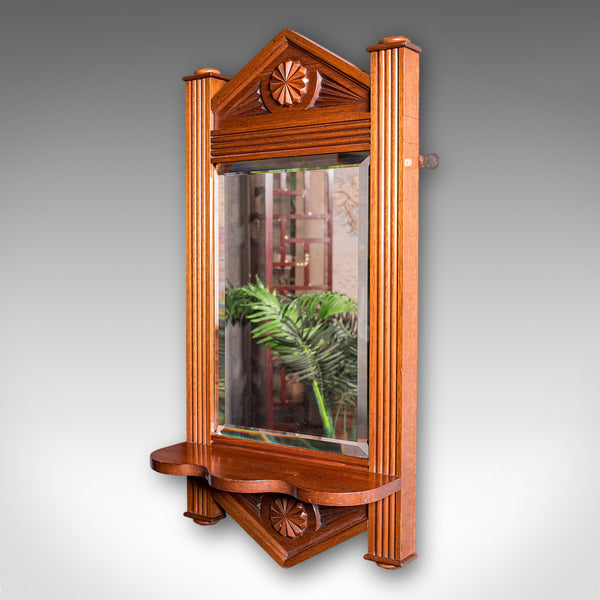 Antique Hallway Mirror, English, Walnut, Glass, Valet, Reception Hall, Edwardian