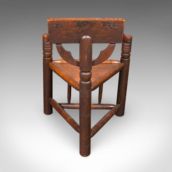 Antique Turner's Chair, English Oak, Warwick, Old Saxon, Elbow Seat, Victorian