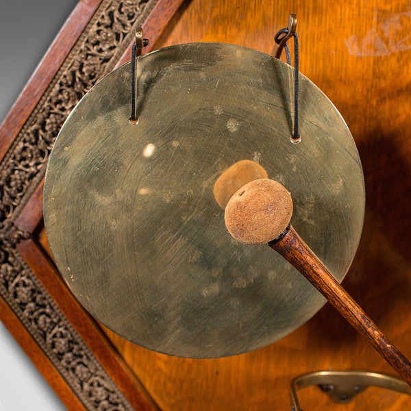 Antique 4 Strike Palazzo Wall Chime, Italian, Brass, Oak, Dinner Gong, Victorian