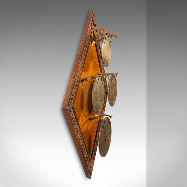 Antique 4 Strike Palazzo Wall Chime, Italian, Brass, Oak, Dinner Gong, Victorian