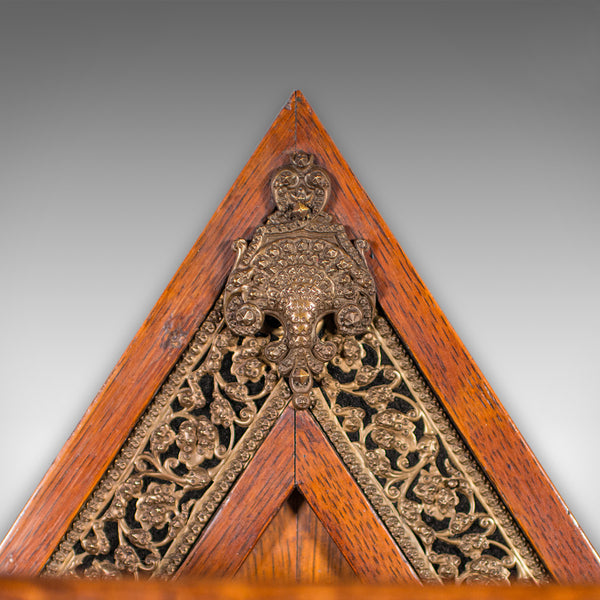 Antique 4 Strike Palazzo Wall Chime, Italian, Brass, Oak, Dinner Gong, Victorian