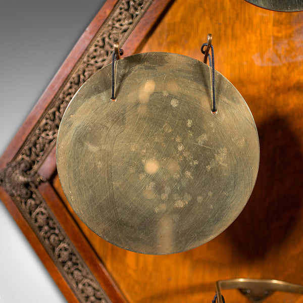 Antique 4 Strike Palazzo Wall Chime, Italian, Brass, Oak, Dinner Gong, Victorian