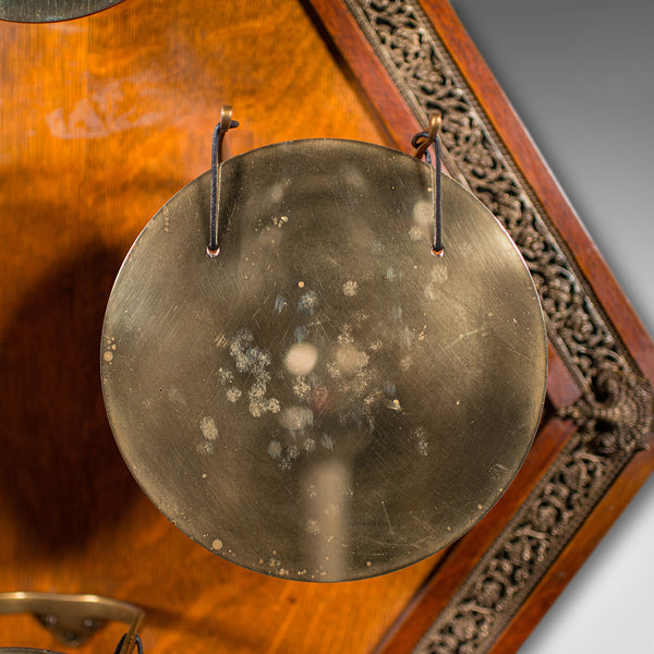 Antique 4 Strike Palazzo Wall Chime, Italian, Brass, Oak, Dinner Gong, Victorian