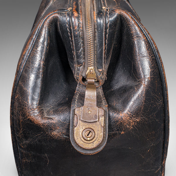Antique Railway Director's Gladstone Bag, English Leather Portmanteau, GWR, 1920