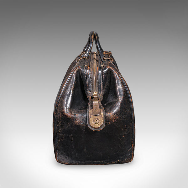 Antique Railway Director's Gladstone Bag, English Leather Portmanteau, GWR, 1920