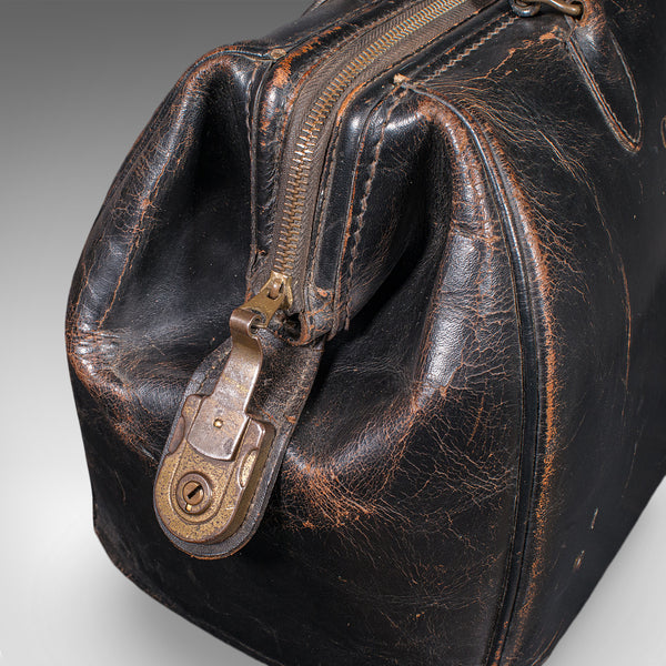 Antique Railway Director's Gladstone Bag, English Leather Portmanteau, GWR, 1920