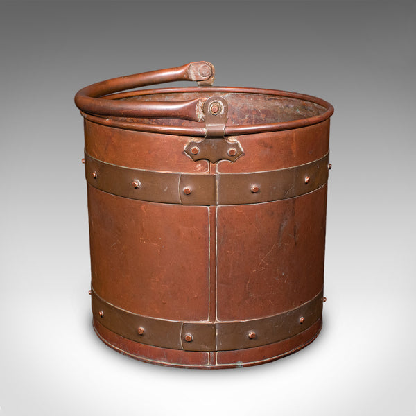 Antique Waste Paper Basket, English, Copper, Study, Office, Cornish, Edwardian