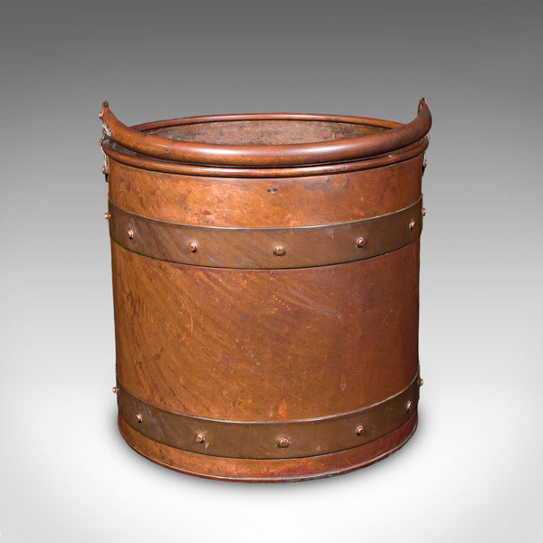 Antique Waste Paper Basket, English, Copper, Study, Office, Cornish, Edwardian