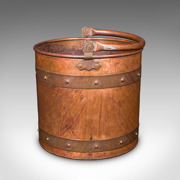 Antique Waste Paper Basket, English, Copper, Study, Office, Cornish, Edwardian