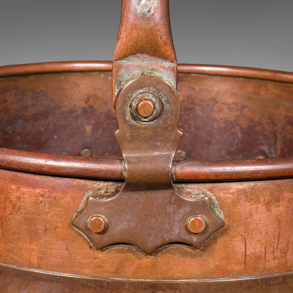 Antique Waste Paper Basket, English, Copper, Study, Office, Cornish, Edwardian