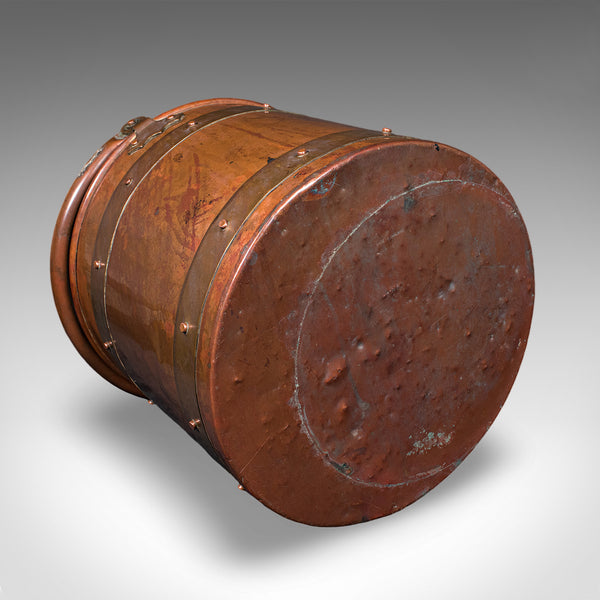 Antique Waste Paper Basket, English, Copper, Study, Office, Cornish, Edwardian