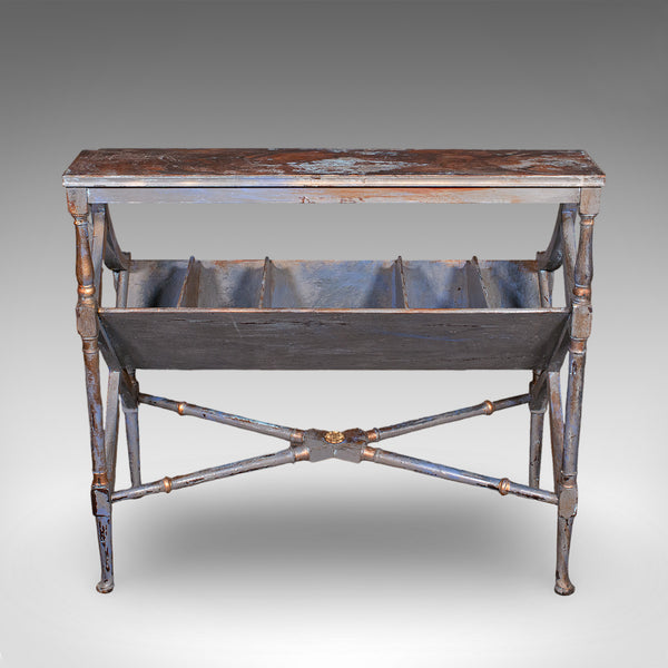 Antique Georgian Revival Book Trough, English, Painted, Library Stand, Edwardian