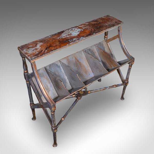 Antique Georgian Revival Book Trough, English, Painted, Library Stand, Edwardian