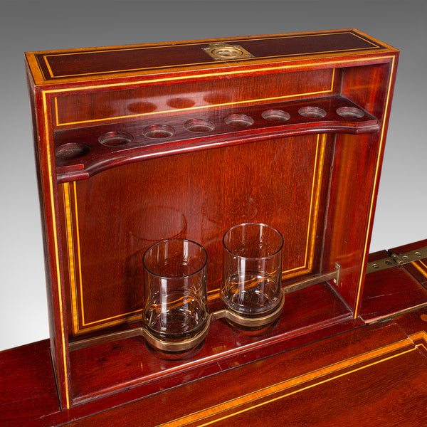 Antique Cocktail Cabinet, English, Counterweighted Bar, Albert Barker, Victorian - London Fine Antiques