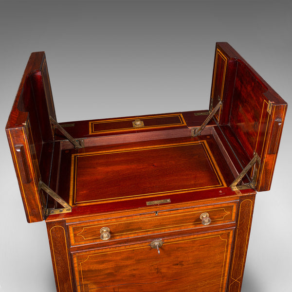 Antique Cocktail Cabinet, English, Counterweighted Bar, Albert Barker, Victorian - London Fine Antiques