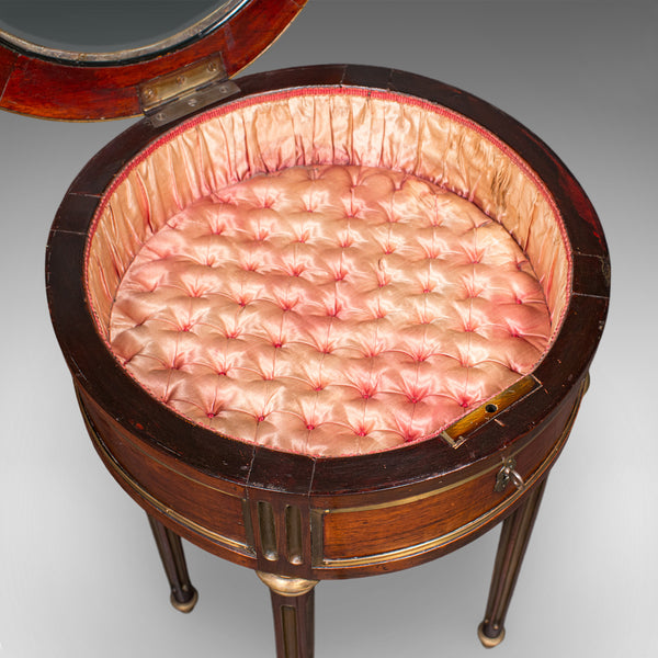 Antique Bijouterie Table, French Kingwood, Brass Glazed Vitrine, Victorian, 1870