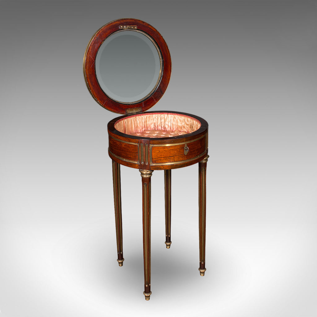 Antique Bijouterie Table, French Kingwood, Brass Glazed Vitrine, Victorian, 1870