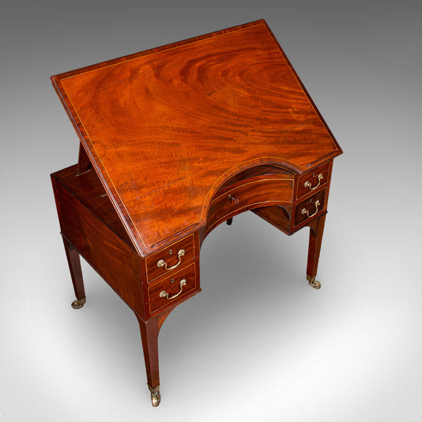 Tall Antique Architect's Riser Desk, English, Metamorphic, Cartographer, Regency