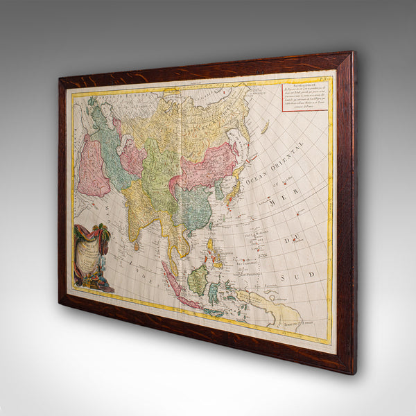 Antique Map of Asia, French, Framed, Atlas, Continental Cartography, Georgian