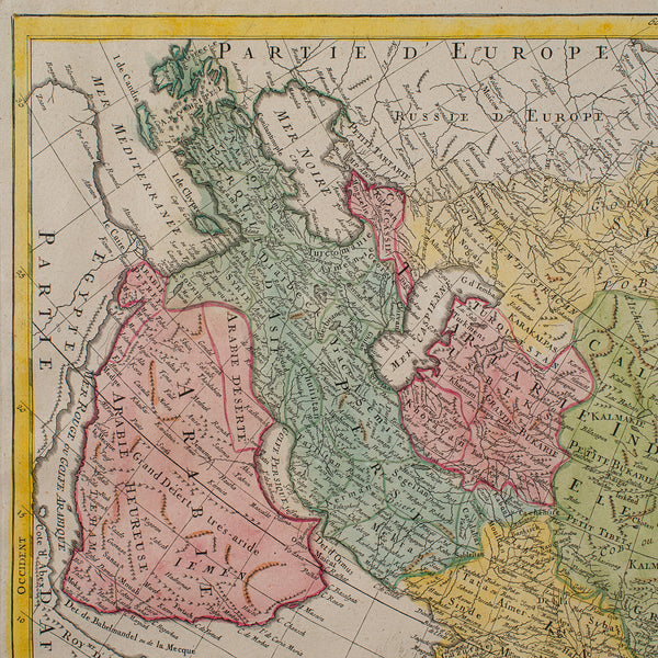 Antique Map of Asia, French, Framed, Atlas, Continental Cartography, Georgian