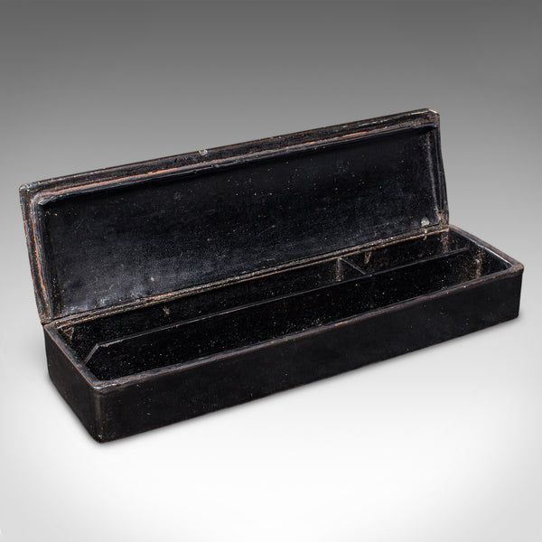 Antique Calligrapher's Pen Box, Lacquered, Quill Case, Chinoiserie, Victorian
