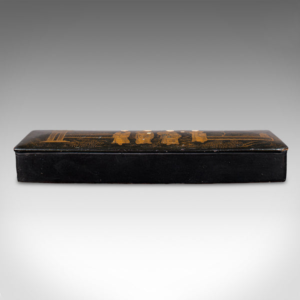 Antique Calligrapher's Pen Box, Lacquered, Quill Case, Chinoiserie, Victorian