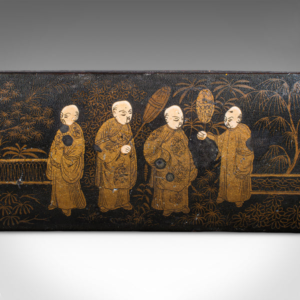 Antique Calligrapher's Pen Box, Lacquered, Quill Case, Chinoiserie, Victorian