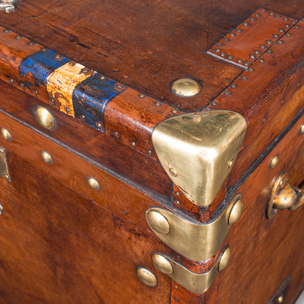 Pair, Late Vintage Officer's Campaign Luggage Cases, English, Bedside Nightstand