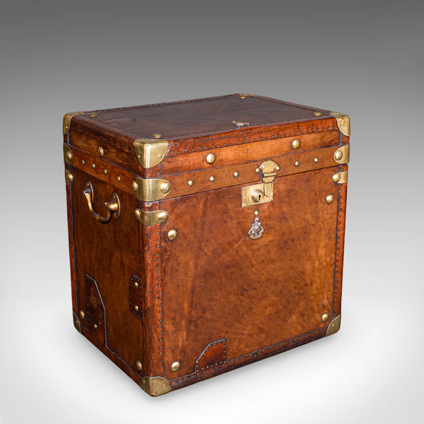 Pair, Late Vintage Officer's Campaign Luggage Cases, English, Bedside Nightstand