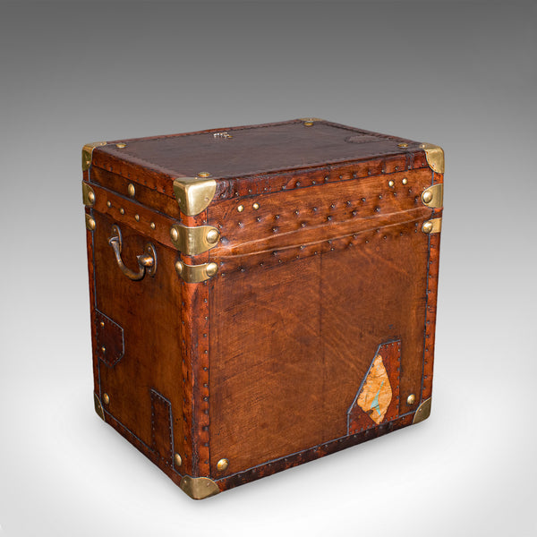 Pair, Late Vintage Officer's Campaign Luggage Cases, English, Bedside Nightstand