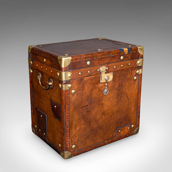 Pair, Late Vintage Officer's Campaign Luggage Cases, English, Bedside Nightstand