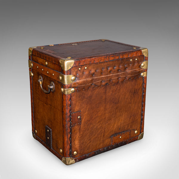 Pair, Late Vintage Officer's Campaign Luggage Cases, English, Bedside Nightstand