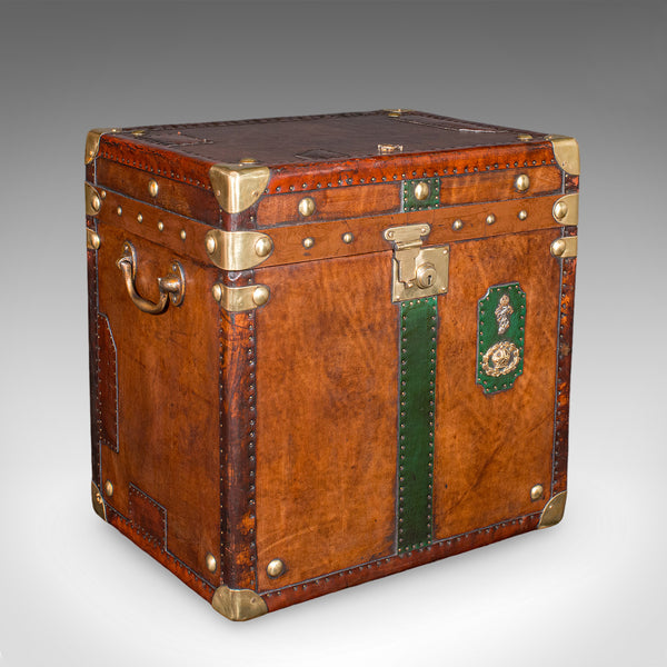 Late Vintage Pair of Luggage Cases, English, Leather Trunk, Campaign, Nightstand