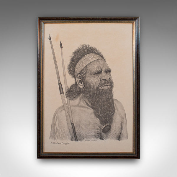 Vintage Aboriginal Man Portrait, Indigenous Australian Framed Art Print, Picture