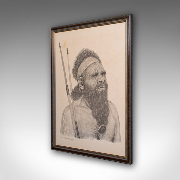 Vintage Aboriginal Man Portrait, Indigenous Australian Framed Art Print, Picture