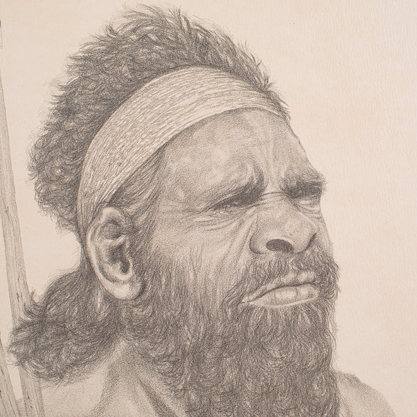 Vintage Aboriginal Man Portrait, Indigenous Australian Framed Art Print, Picture